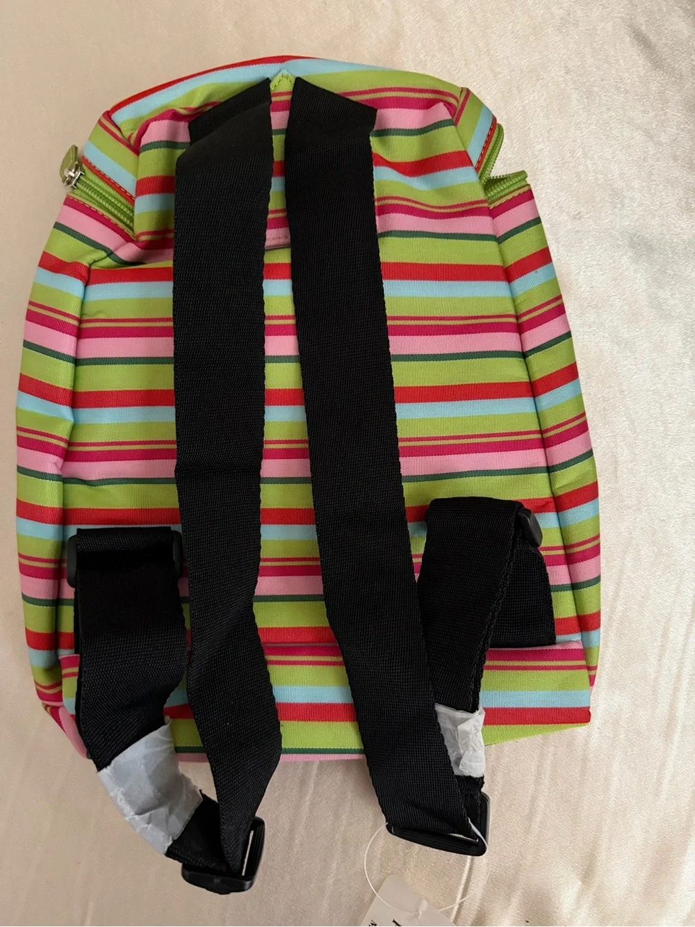 Multicolored Striped Small Mini Backpack with Front Zipper Pocket NWT